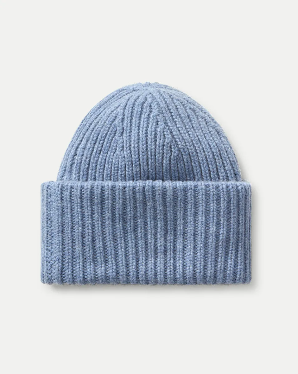 Cashmere Foldover Beanie in Smoke Blue>Veronica Beard Clearance