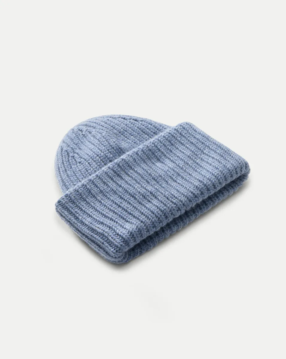 Cashmere Foldover Beanie in Smoke Blue>Veronica Beard Clearance