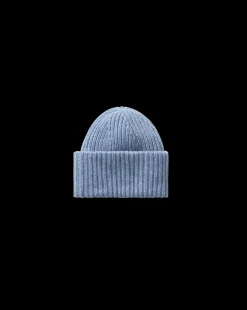 Cashmere Foldover Beanie in Smoke Blue><noscript><img width=