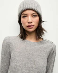 Cashmere Foldover Beanie in Heather Grey>Veronica Beard Outlet