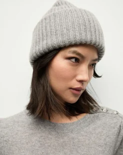 Cashmere Foldover Beanie in Heather Grey><noscript><img width=