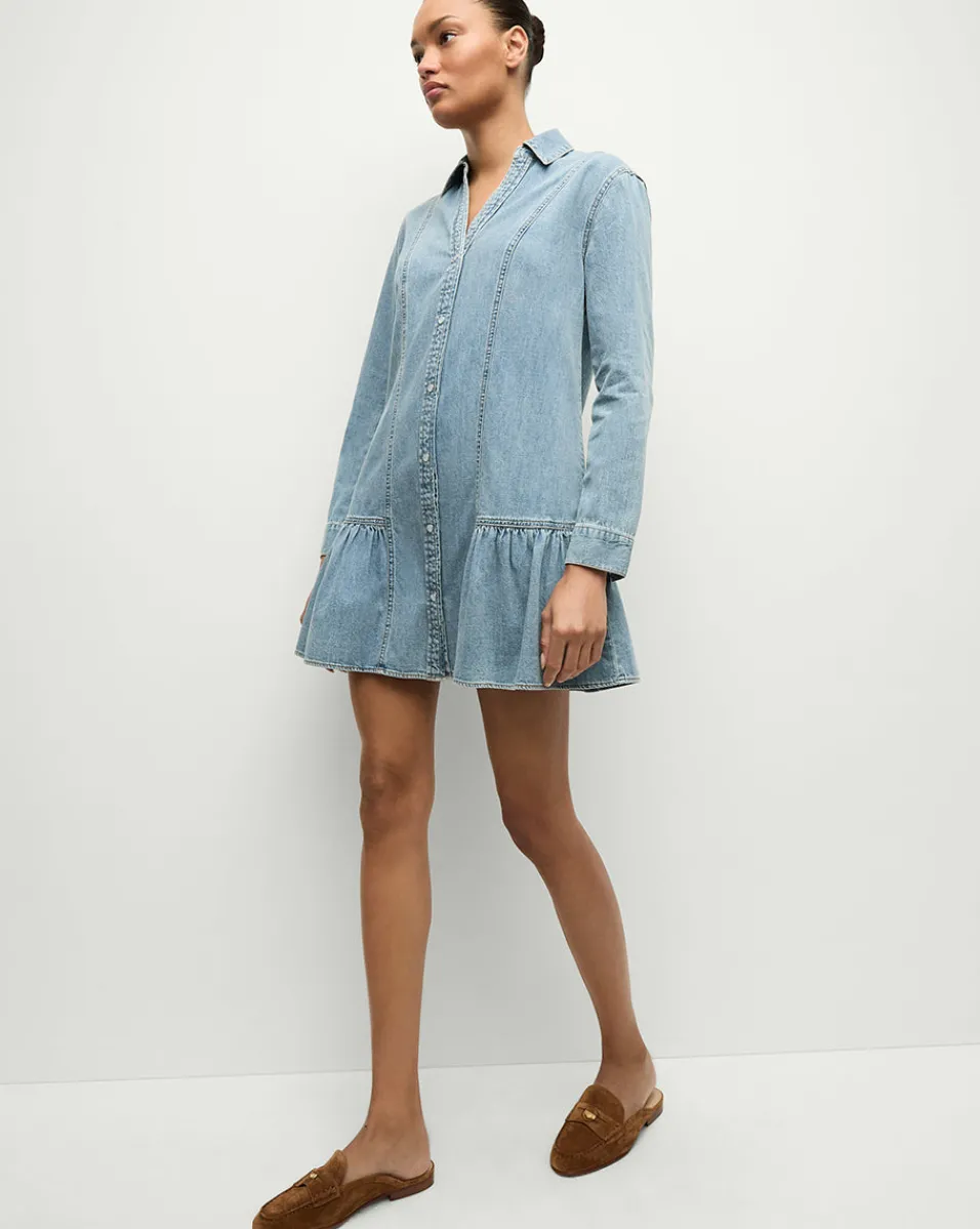 Catherine Denim Dress in Pebble Stone>Veronica Beard Hot