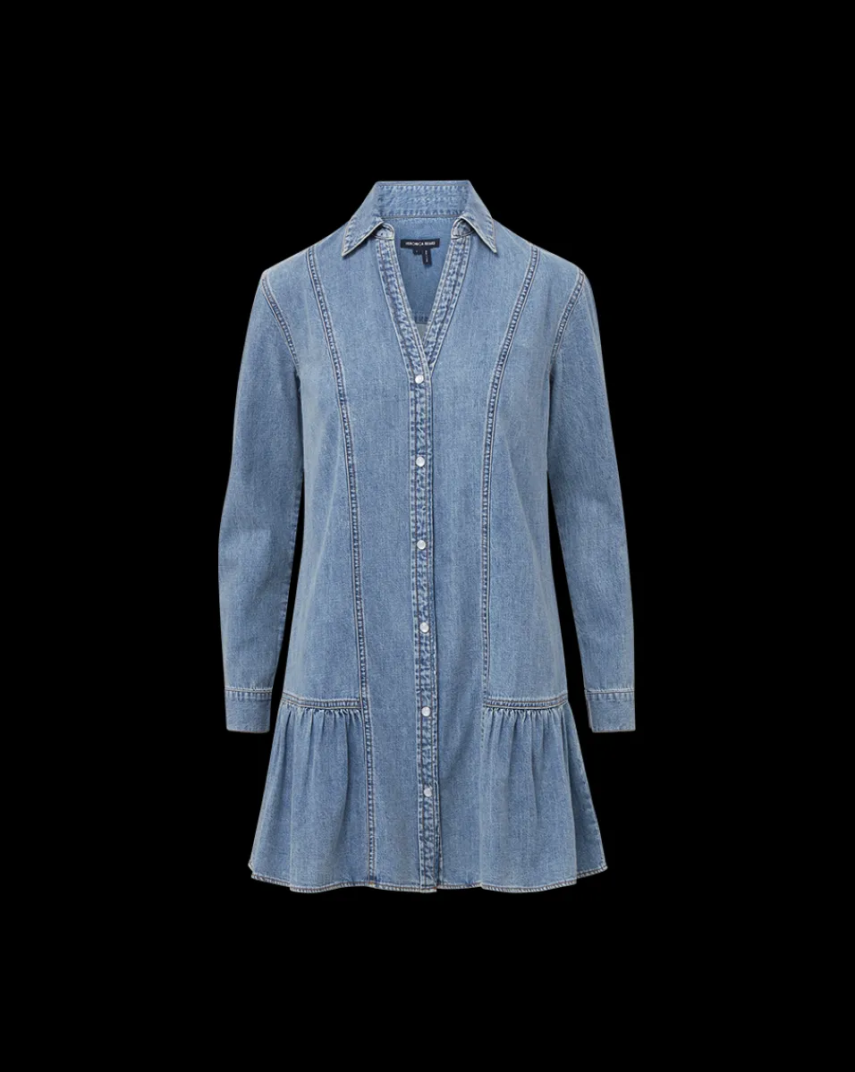 Catherine Denim Dress in Pebble Stone>Veronica Beard Hot