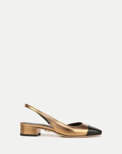 Cecile Cap-Toe Leather Slingback>Veronica Beard Best