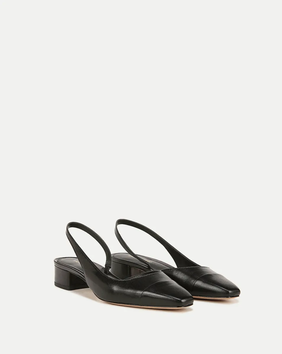 Cecile Cap-Toe Leather Slingback in>Veronica Beard Clearance