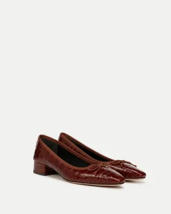 Cecile Croc-Embossed Ballet Pump in>Veronica Beard Discount