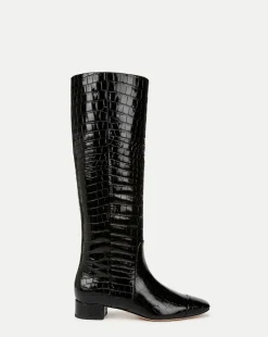 Cecile Croc-Embossed Tall Boot in>Veronica Beard Sale