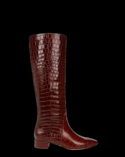 Cecile Croc-Embossed Tall Boot Wide-Calf><noscript><img width=