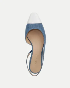 Cecile Denim Cap-Toe Slingback in><noscript><img width=