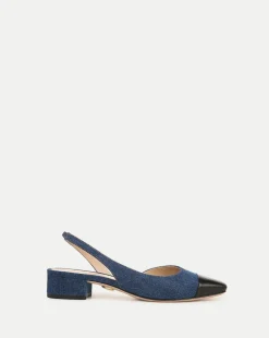 Cecile Denim Cap-Toe Slingback in>Veronica Beard New