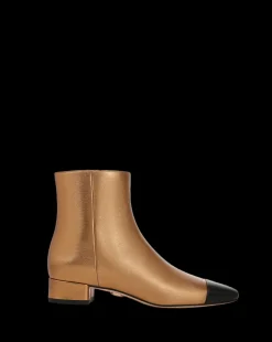 Cecile Leather Cap-Toe Bootie in><noscript><img width=