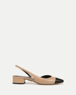 Cecile Leather Cap-Toe Slingback in>Veronica Beard