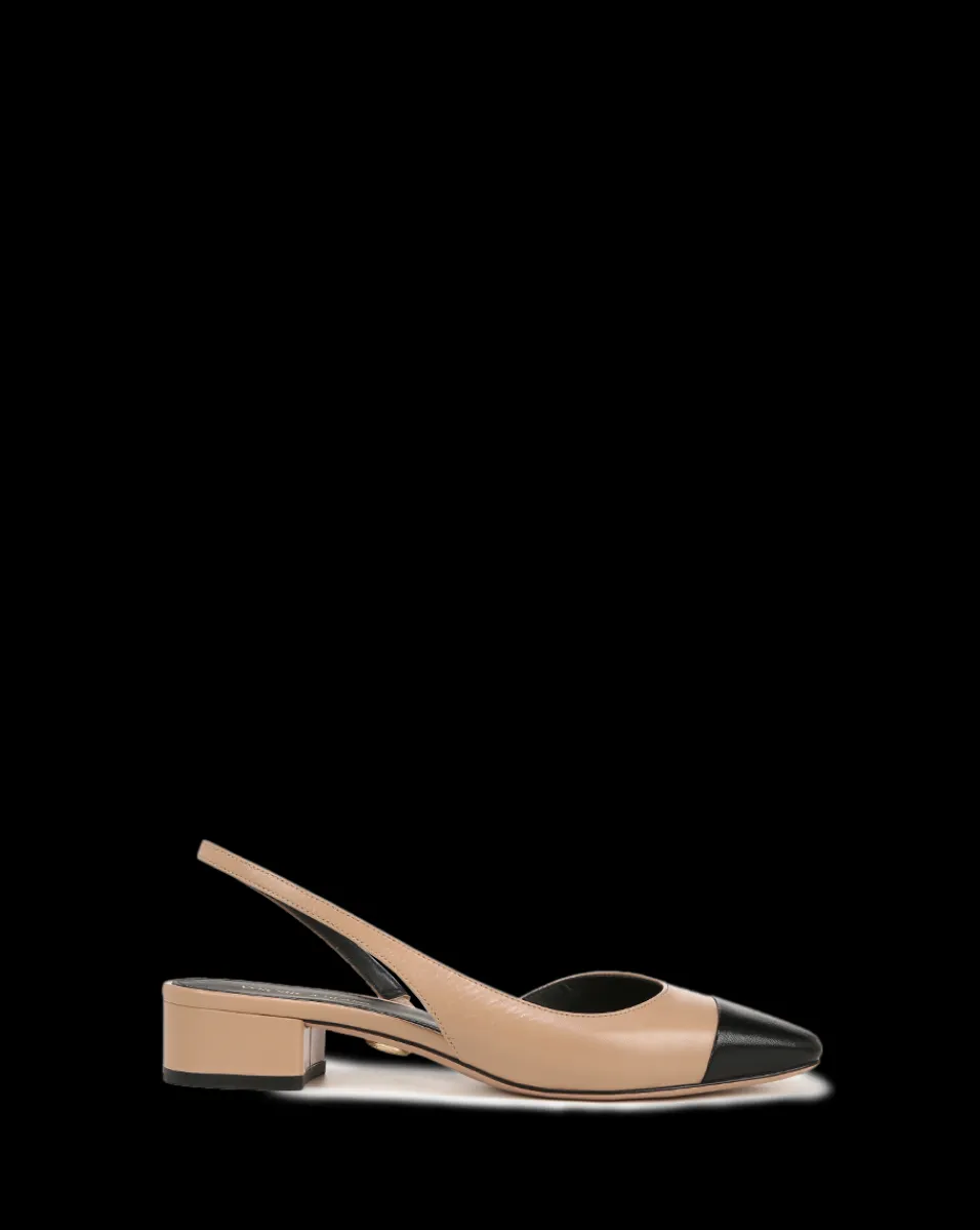 Cecile Leather Cap-Toe Slingback in>Veronica Beard