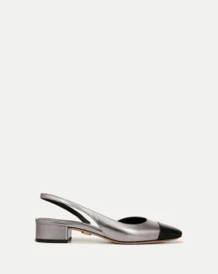 Cecile Leather Cap-Toe Slingback in>Veronica Beard Hot
