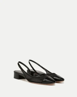 Cecile Mesh Cap-Toe Slingback in Black>Veronica Beard Hot