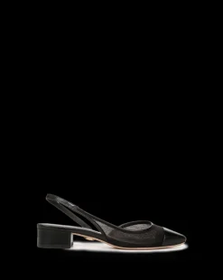 Cecile Mesh Cap-Toe Slingback in Black><noscript><img width=