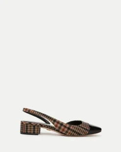 Cecile Plaid Cap-Toe Slingback in Camel Multi>Veronica Beard Hot