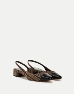 Cecile Plaid Cap-Toe Slingback in Camel Multi>Veronica Beard Hot