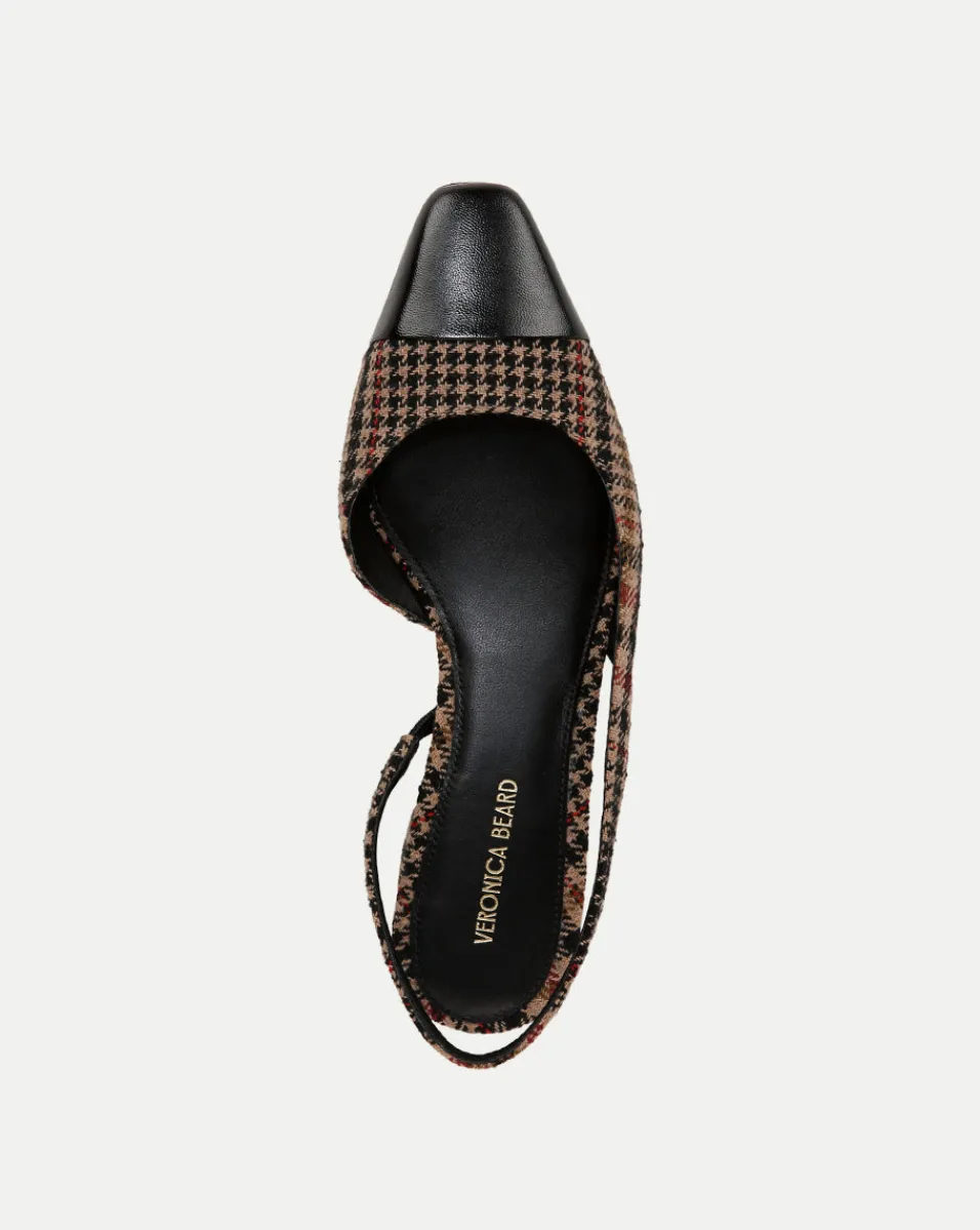 Cecile Plaid Cap-Toe Slingback in Camel Multi>Veronica Beard Hot