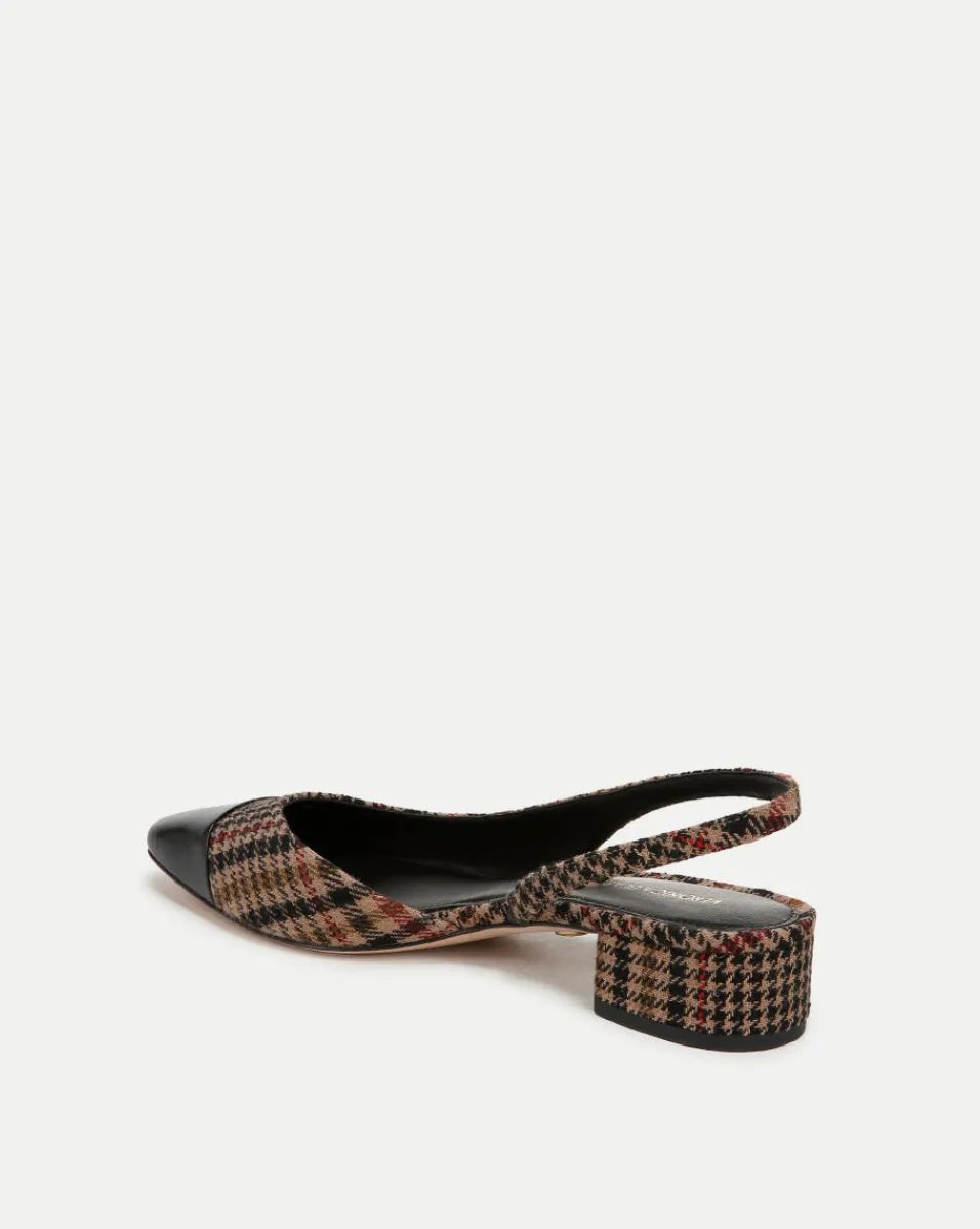 Cecile Plaid Cap-Toe Slingback in Camel Multi>Veronica Beard Hot
