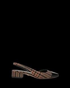 Cecile Plaid Cap-Toe Slingback in Camel Multi><noscript><img width=