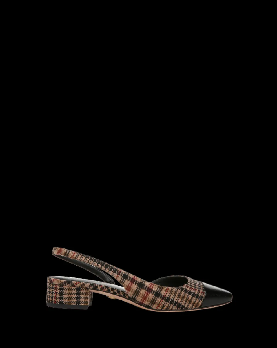 Cecile Plaid Cap-Toe Slingback in Camel Multi>Veronica Beard Hot