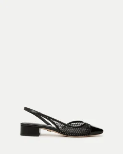 Cecile Rhinestone Mesh Cap-Toe Slingback in Black Rhinestone>Veronica Beard Best