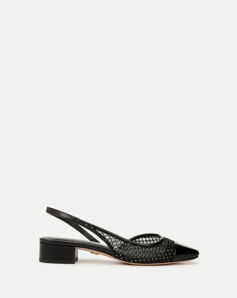 Cecile Rhinestone Mesh Cap-Toe Slingback in Black Rhinestone>Veronica Beard Best