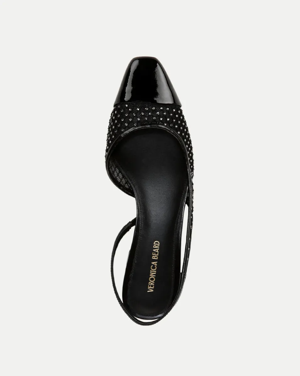 Cecile Rhinestone Mesh Cap-Toe Slingback in Black Rhinestone>Veronica Beard Best