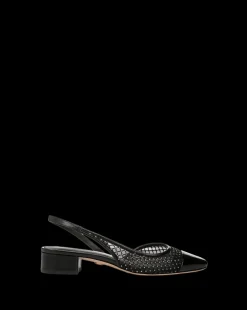 Cecile Rhinestone Mesh Cap-Toe Slingback in Black Rhinestone><noscript><img width=