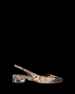 Cecile Snakeskin-Embossed Slingback in><noscript><img width=