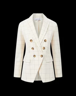 Charleston Plaid Dickey Jacket in Ecru/Deep Ochre><noscript><img width=