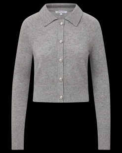 Cheshire Cashmere Cardigan in Heather Grey><noscript><img width=