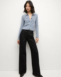 Cheshire Cashmere Cardigan in Smoke Blue>Veronica Beard Hot