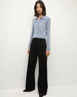 Cheshire Cashmere Cardigan in Smoke Blue><noscript><img width=