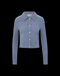 Cheshire Cashmere Cardigan in Smoke Blue><noscript><img width=