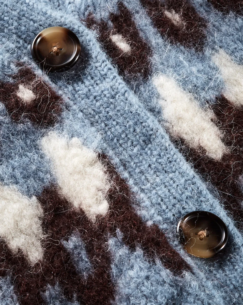 Christina Fairisle Cardigan in Smoke Blue Multi>Veronica Beard Sale