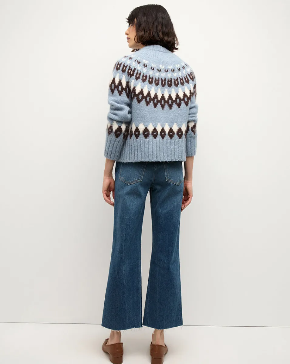 Christina Fairisle Cardigan in Smoke Blue Multi>Veronica Beard Sale