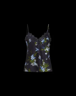 Ciarlo Stretch-Silk Top in Navy Multi><noscript><img width=