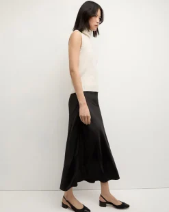 Clover Stretch Silk Midi Skirt in><noscript><img width=