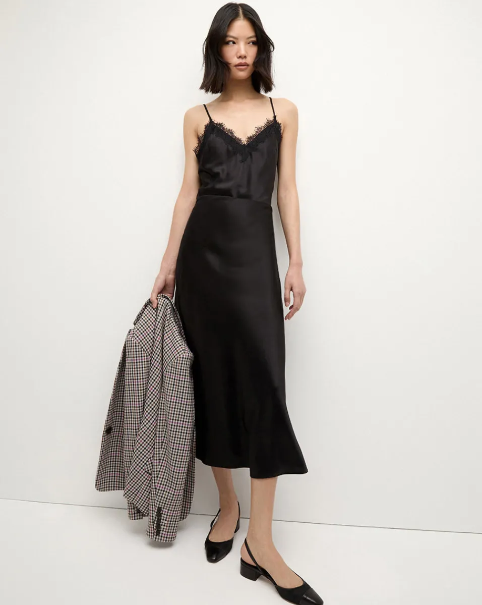 Clover Stretch Silk Midi Skirt in>Veronica Beard New