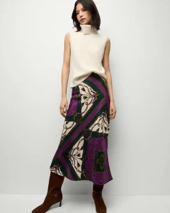 Clover Stretch-Silk Skirt in Pine Multi>Veronica Beard Best