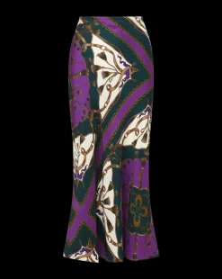 Clover Stretch-Silk Skirt in Pine Multi><noscript><img width=