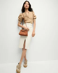 Coralee Puff-Sleeve Tee in>Veronica Beard Outlet