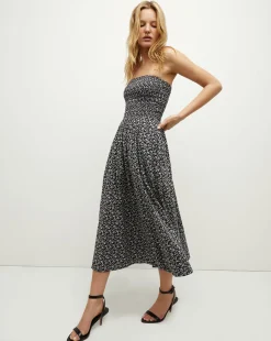 Cornelia Smocked Dress in Navy Multi>Veronica Beard Best