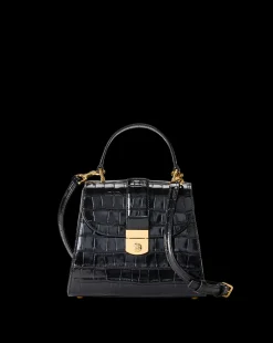 Crest Lock Croc-Embossed Top Handle Bag in><noscript><img width=