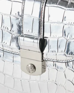 Crest Lock Croc-Embossed Top Handle Bag in><noscript><img width=