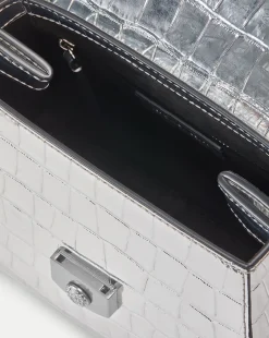 Crest Lock Croc-Embossed Top Handle Bag in><noscript><img width=