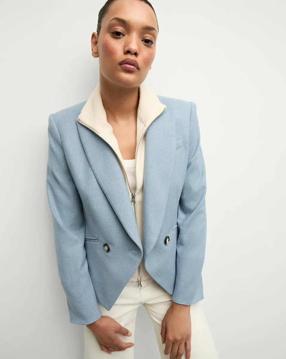 Cropped Rickie Dickey Jacket in Heather Smoke Blue>Veronica Beard Sale
