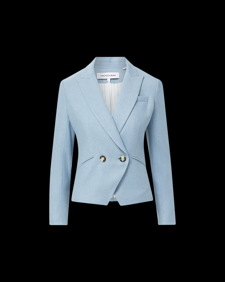 Cropped Rickie Dickey Jacket in Heather Smoke Blue>Veronica Beard Sale
